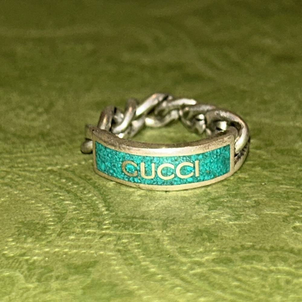 Gucci Tag Chain Enamel Arg 925 Ring
